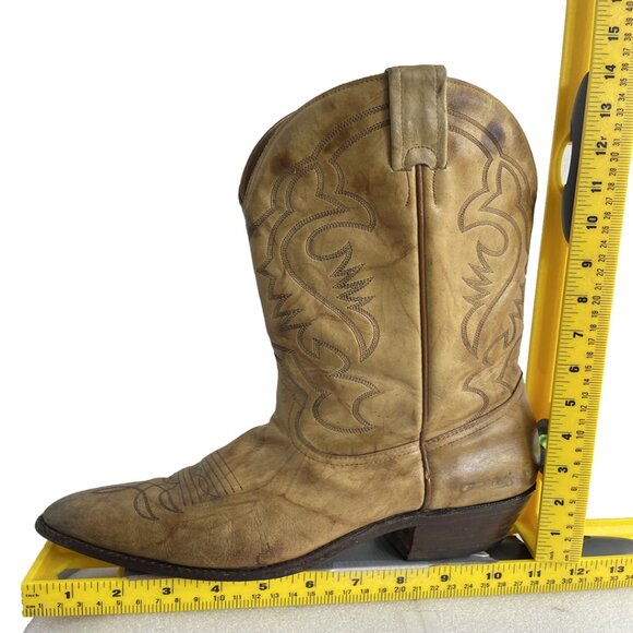 Boulet Leather Western Cowboy Boots Tan Marbled Men's 9 E - Picture 11 of 13